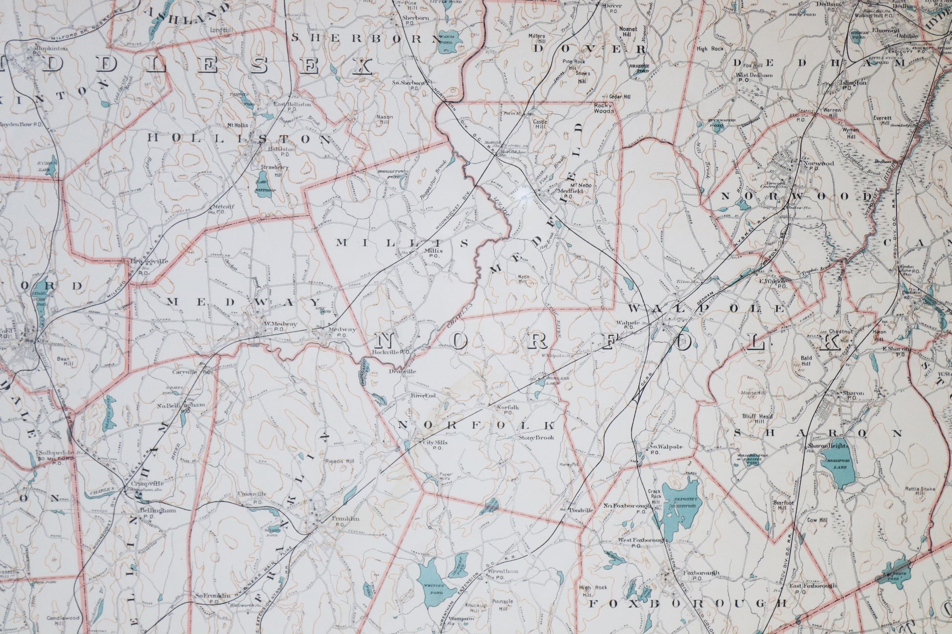 1891 Map of Norfolk County | Massachusetts - Lannan Gallery