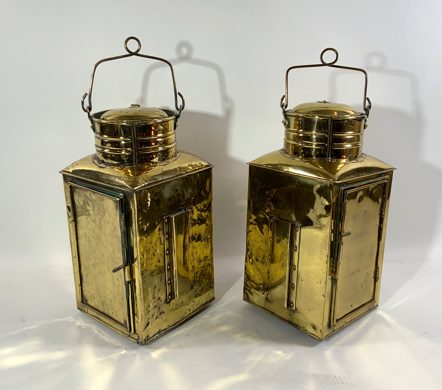 Large Pair Of Port And Starboard Ships Lanterns - Lannan Gallery
