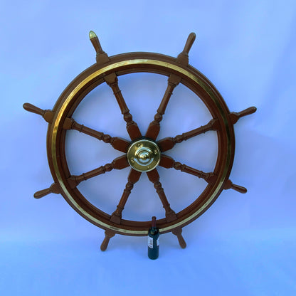 Mahogany And Brass Antique Ship's Wheel - Lannan Gallery