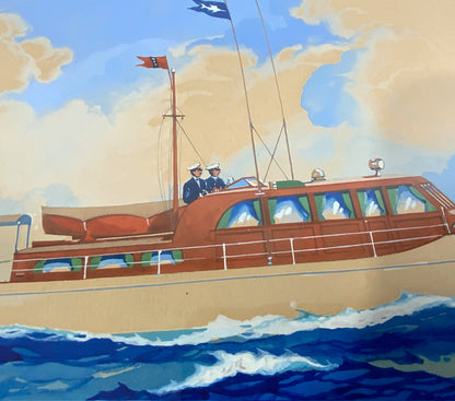 Painting Of A New York Yacht Club Yacht Underway - Lannan Gallery