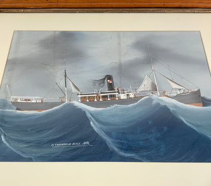 Painting Of British Steamship S.S. Thornaby - Lannan Gallery