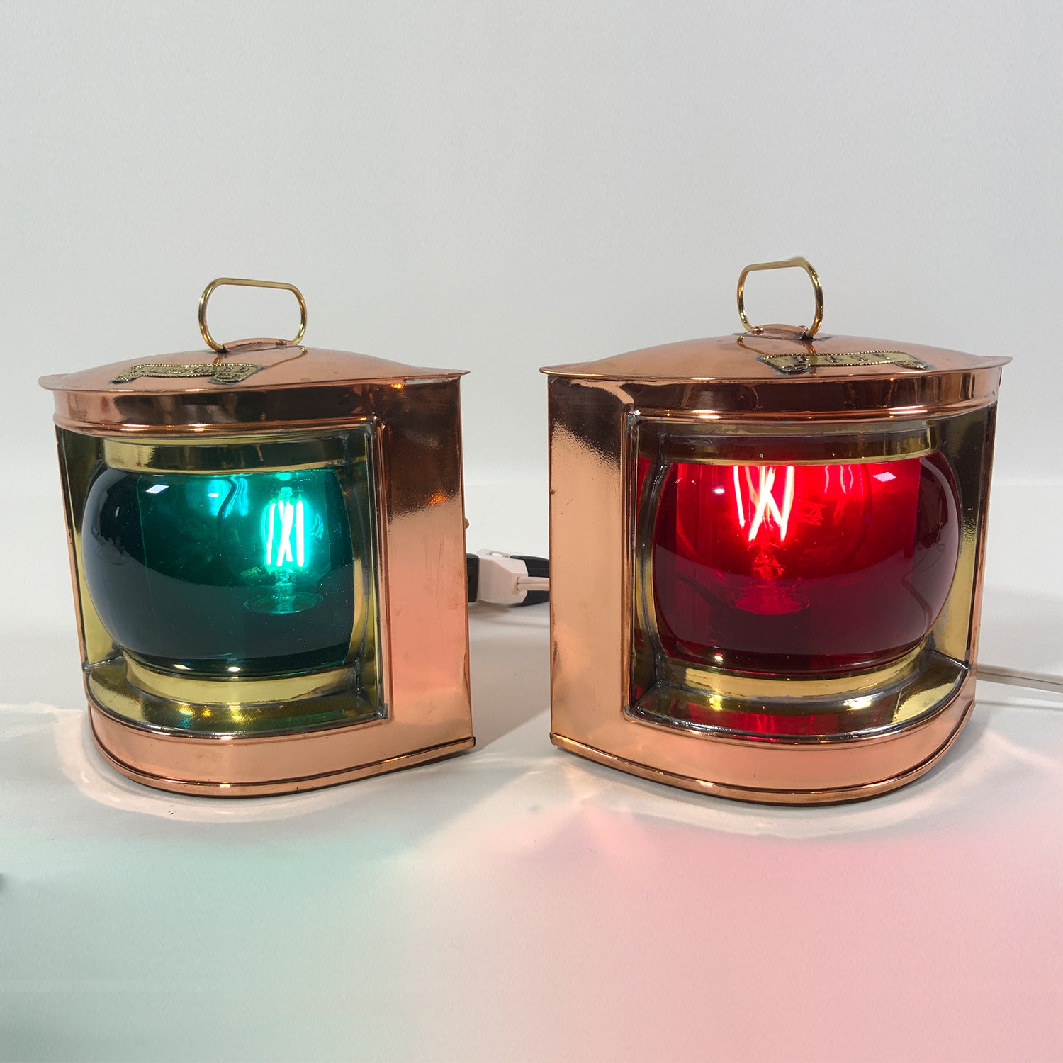 Pair Of Copper Port And Starboard Boast Lanterns - Lannan Gallery