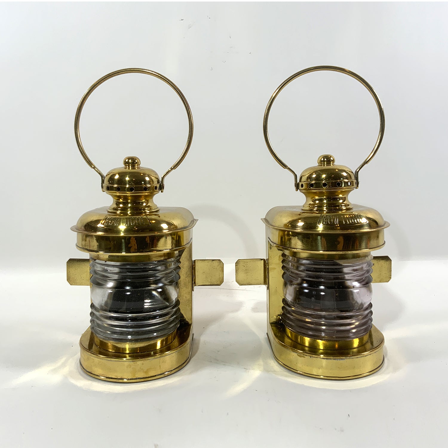 Pair of Solid Brass Lights From A Boat - Lannan Gallery