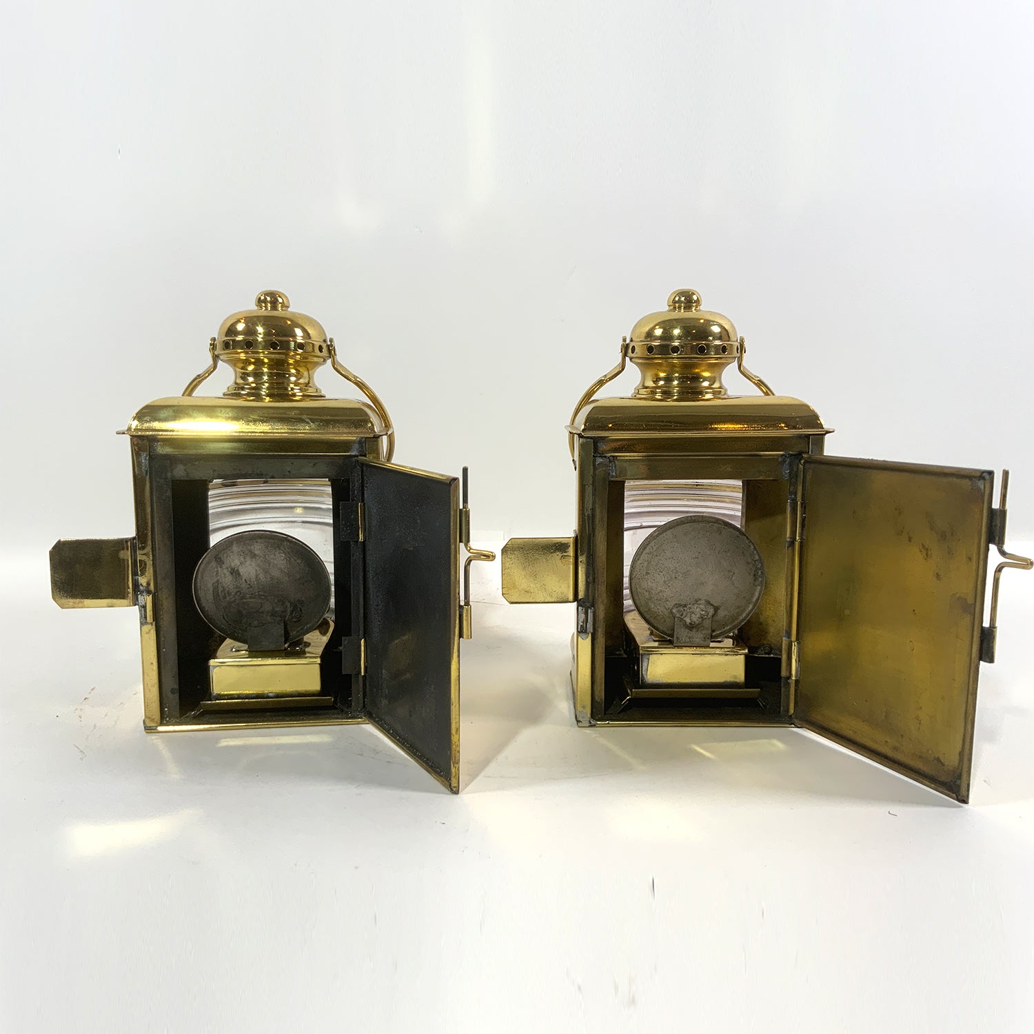 Pair of Solid Brass Lights From A Boat - Lannan Gallery