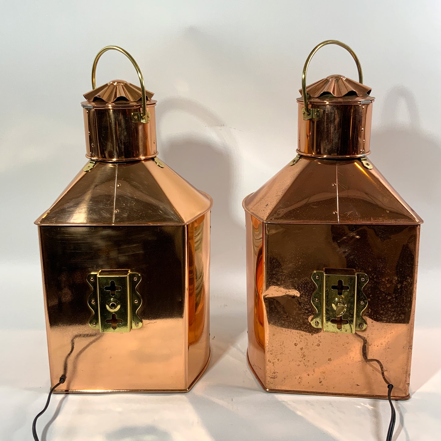 Pair of Copper Port And Starboard ships Lanterns - Lannan Gallery