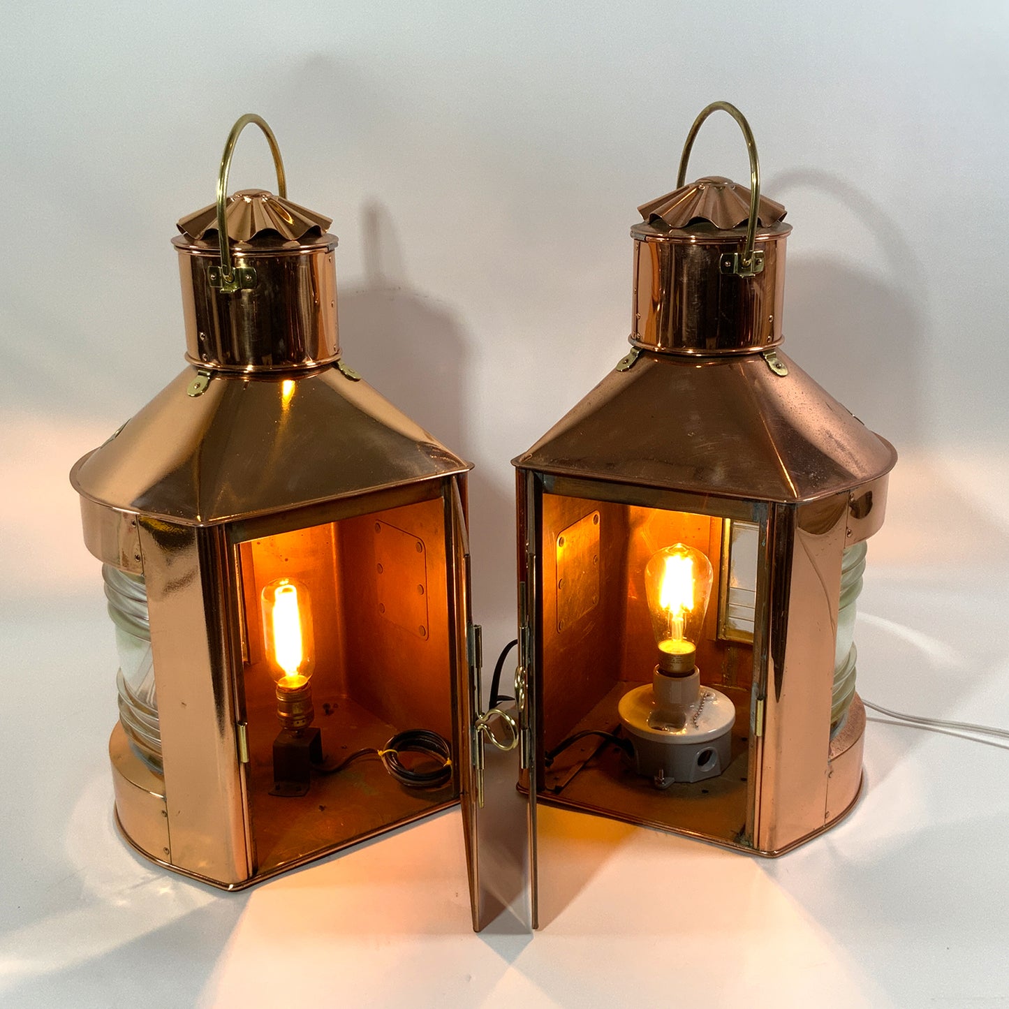 Pair of Copper Port And Starboard ships Lanterns - Lannan Gallery