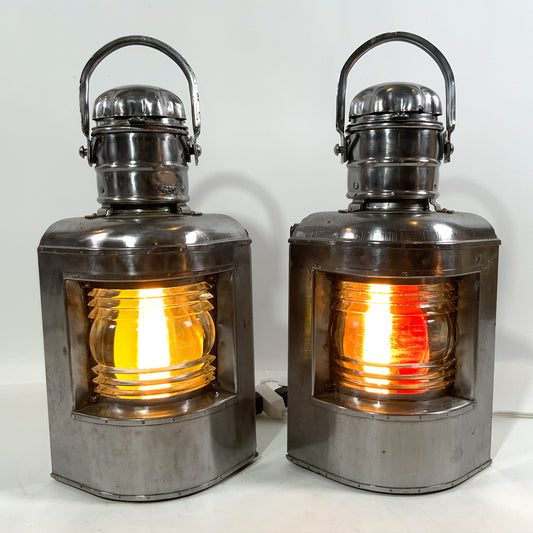 Polished Steel Port And Starboard Ship Lanterns - Lannan Gallery