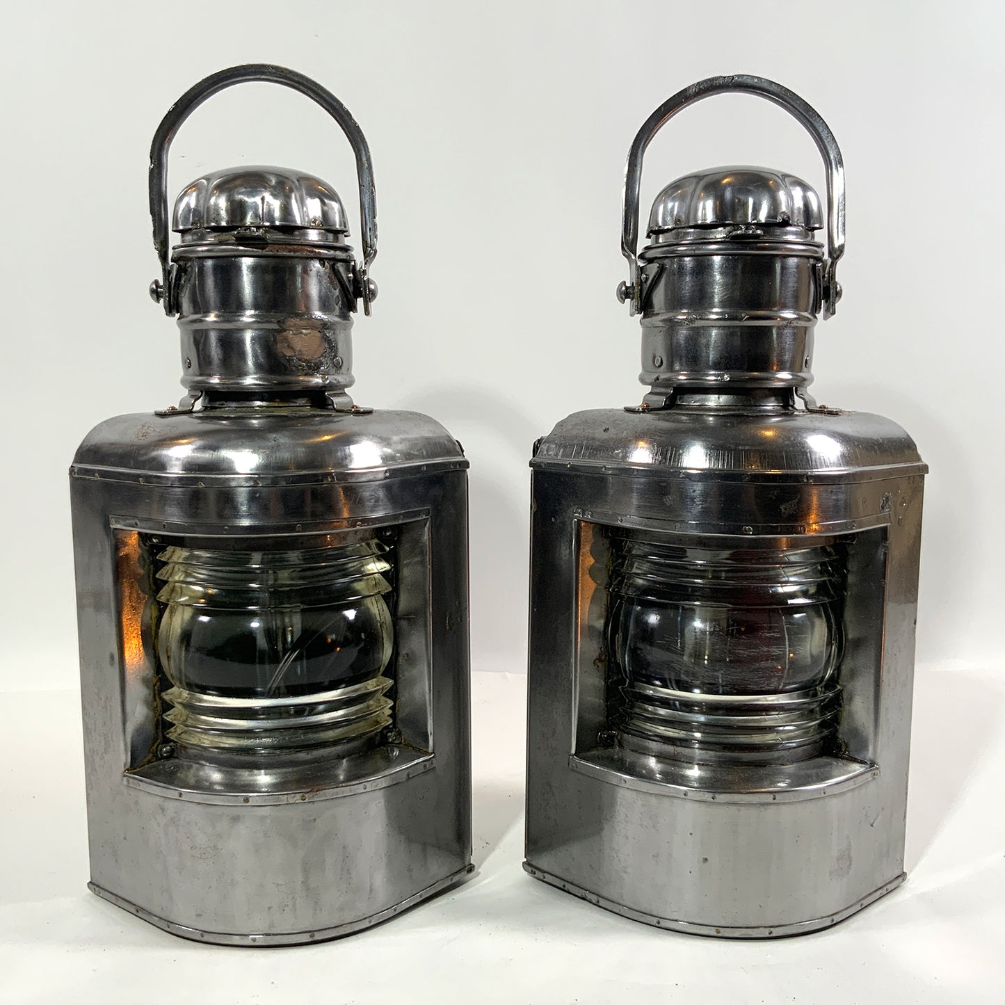 Polished Steel Port And Starboard Ship Lanterns - Lannan Gallery