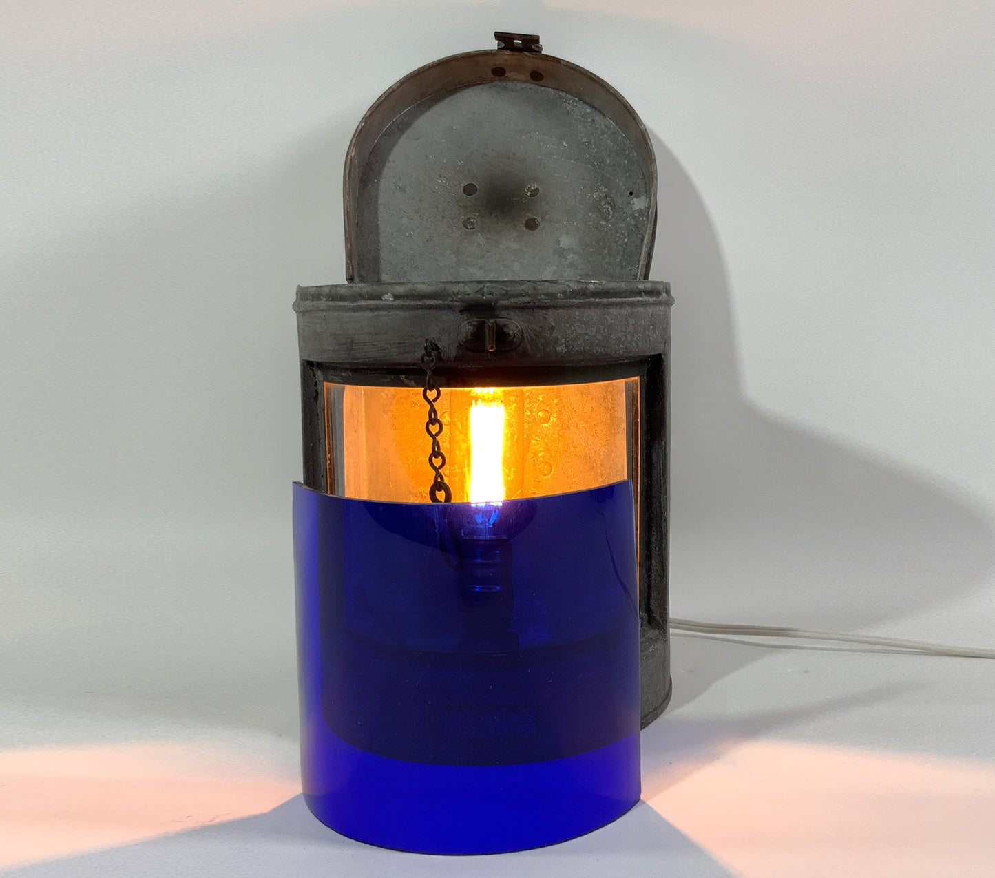 Ships Lantern With Cobalt Blue Lens - Lannan Gallery