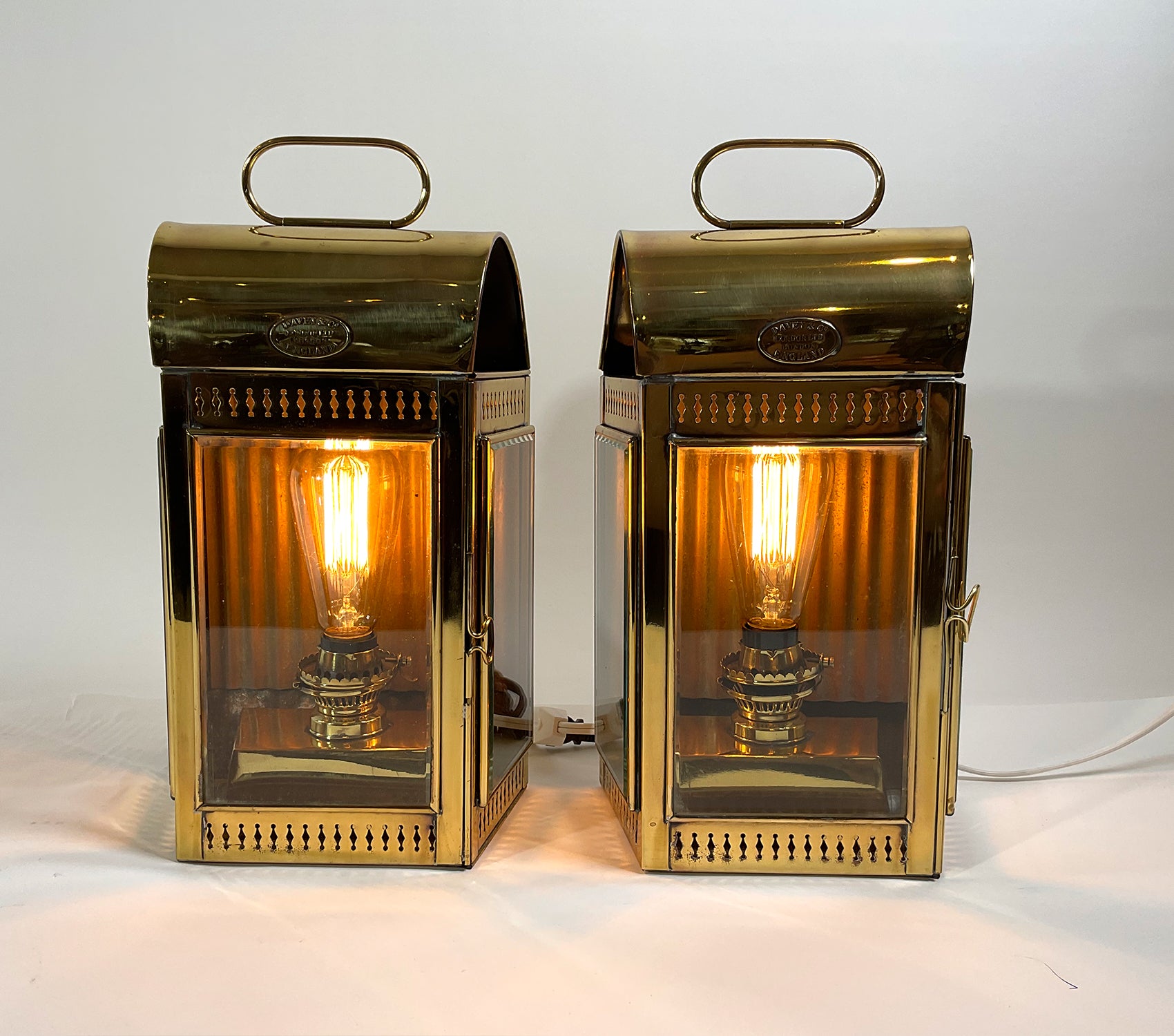 Solid Brass English Yacht Cabin Lanterns - Lannan Gallery