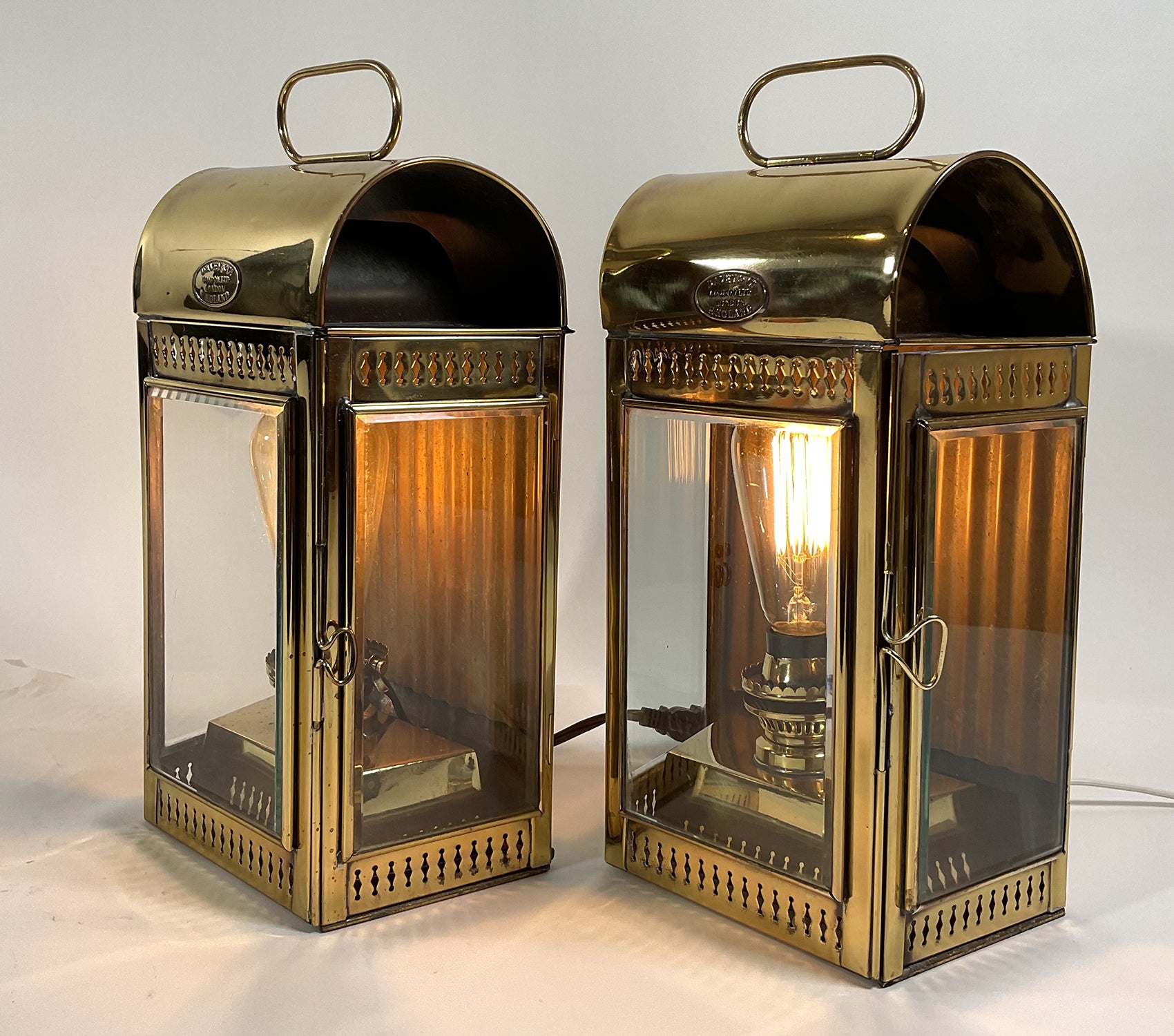 Solid Brass English Yacht Cabin Lanterns - Lannan Gallery