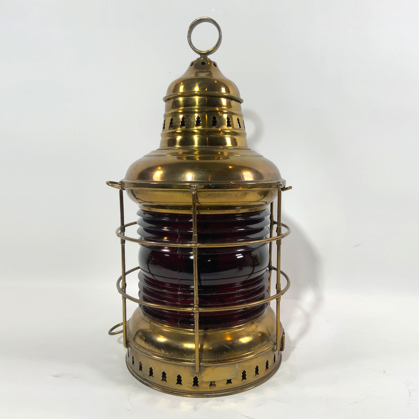 Solid Brass Ruby Red Ships Lantern - Lannan Gallery