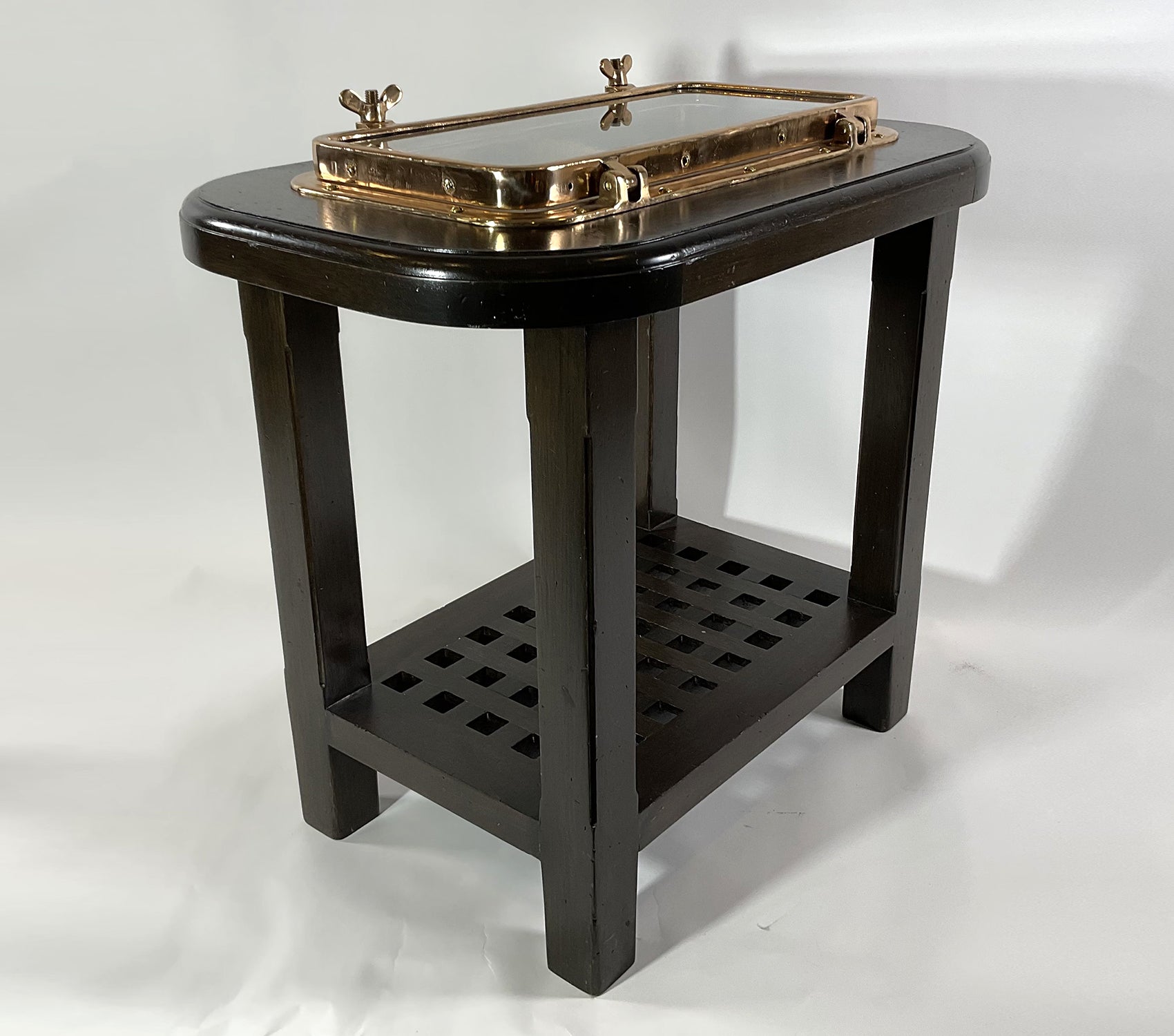 Solid Brass Ships Porthole Table - Lannan Gallery