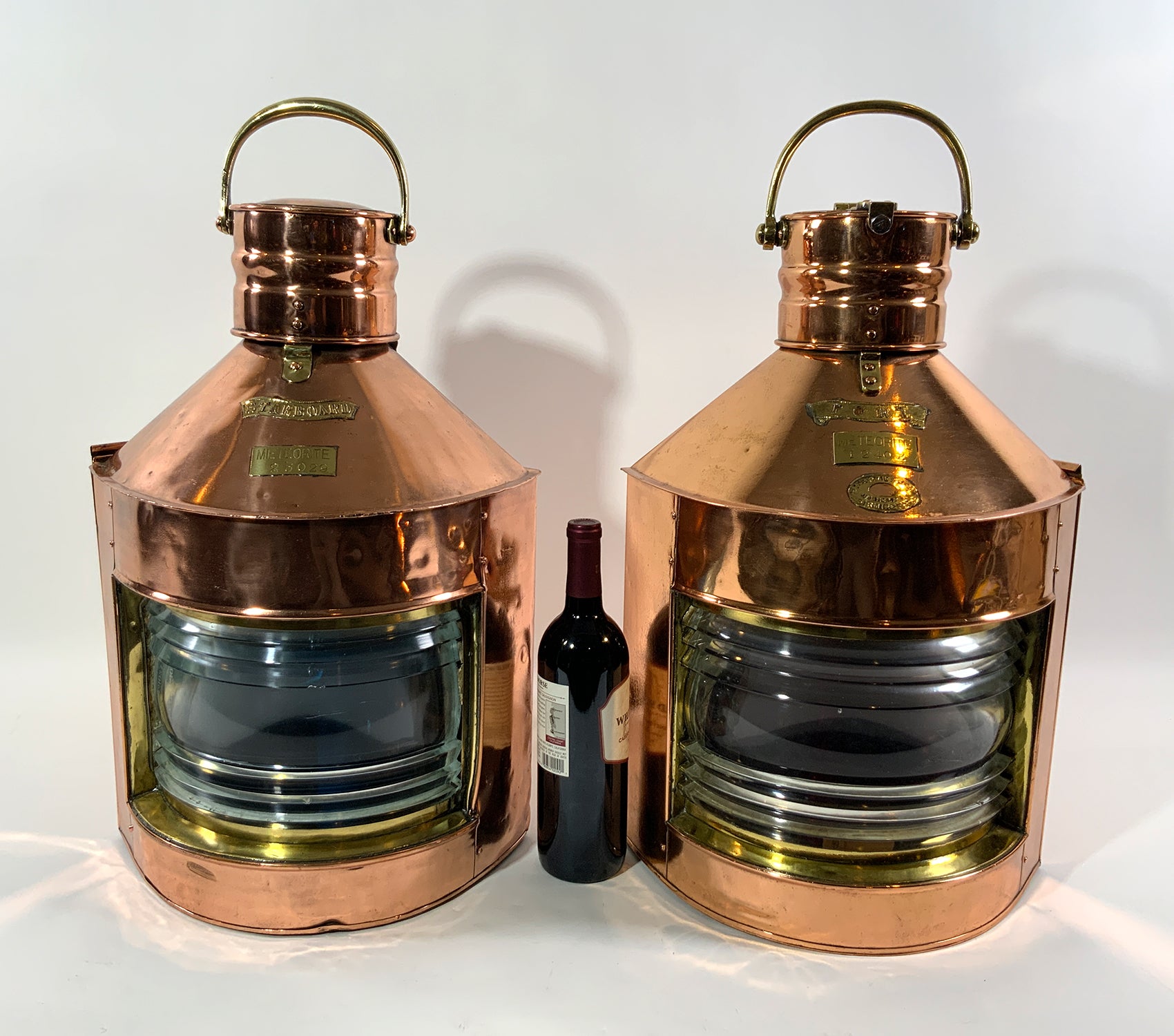 Solid Copper Ships Port and Starboard Lanterns - Lannan Gallery