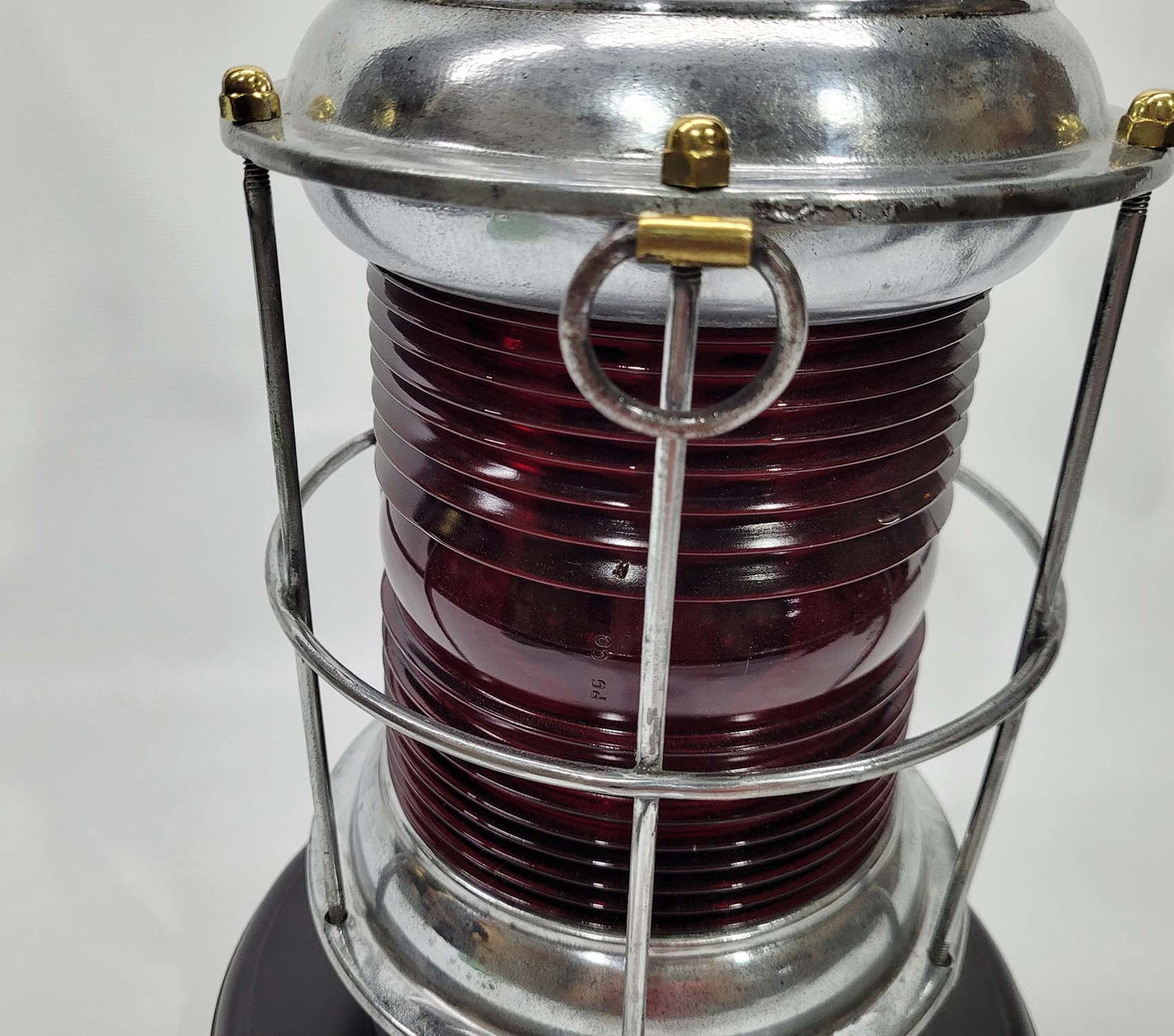 Polished Steel Ships Lantern with Ruby Red Lens - Lannan Gallery