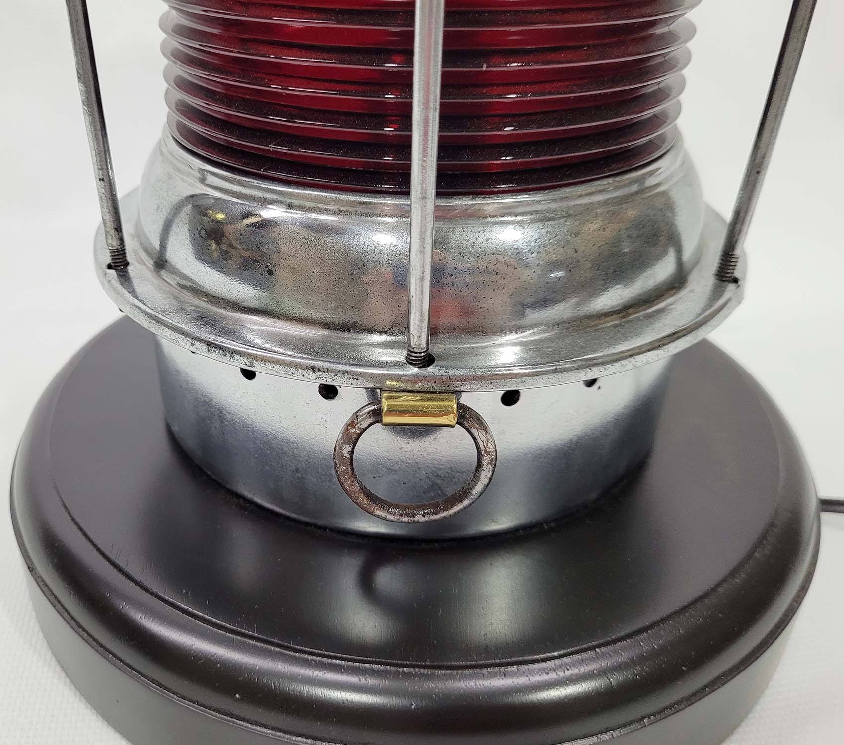 Polished Steel Ships Lantern with Ruby Red Lens - Lannan Gallery