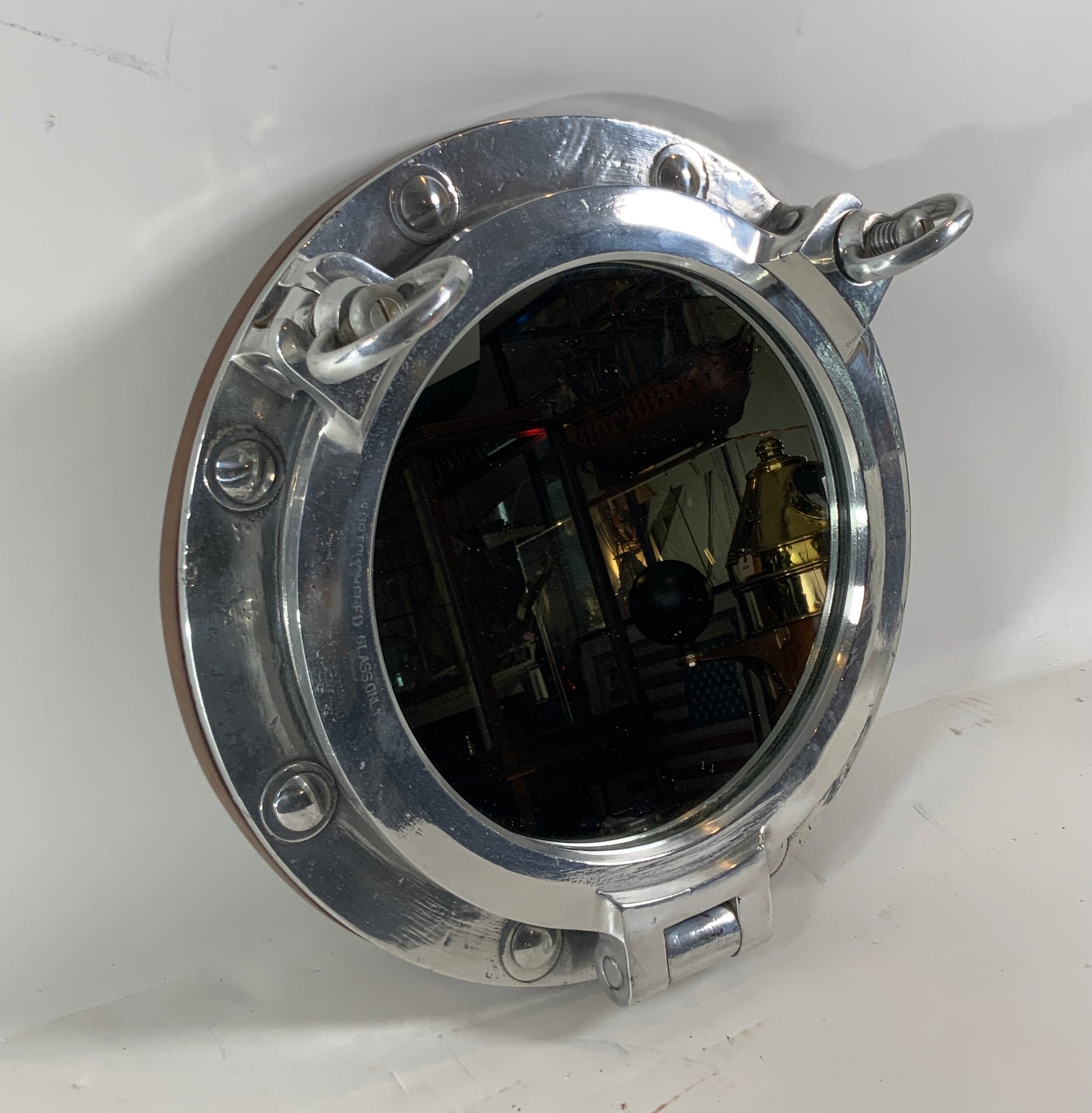 15 Inch Aluminum Ship's Porthole Mirror - Lannan Gallery