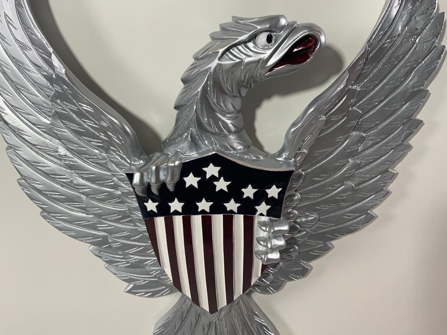 Carved Wood American Eagle with Silver Finish - Lannan Gallery
