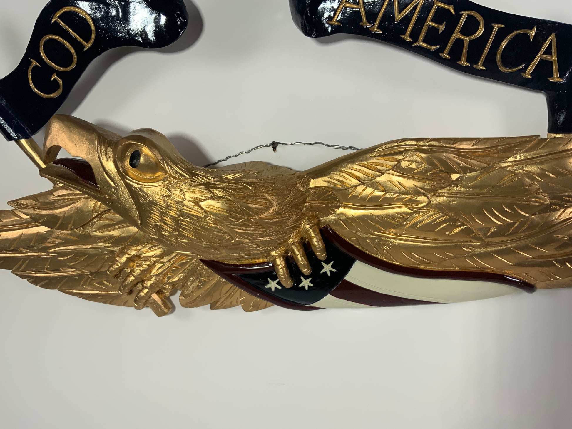 Gold Carved Eagle- "God Bless America" - Lannan Gallery
