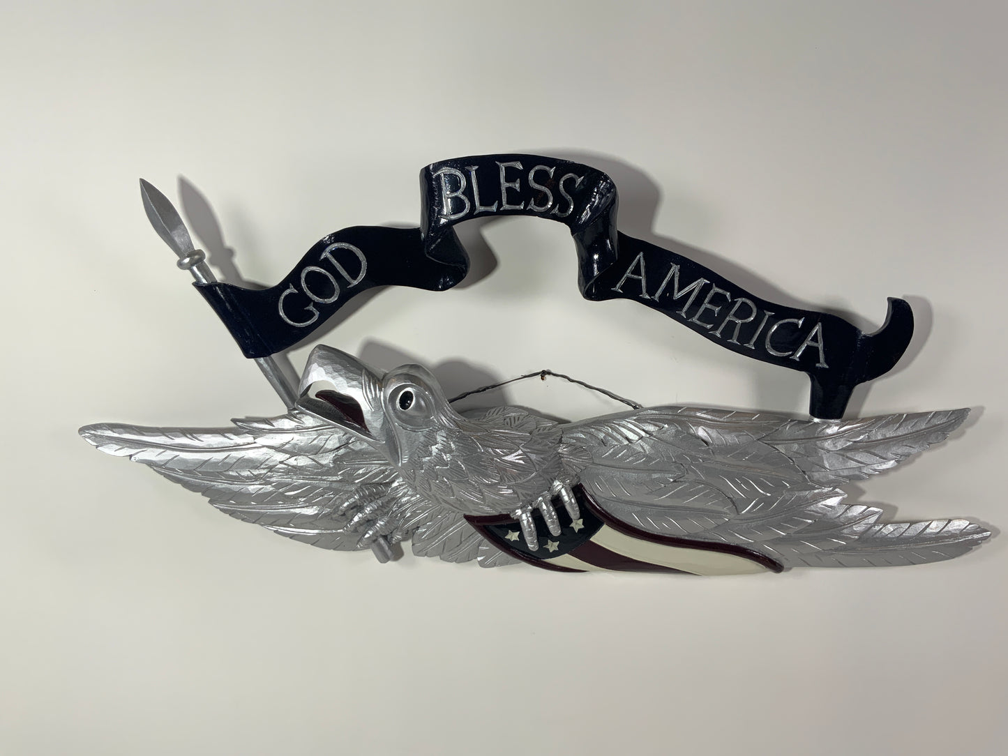 Silver Carved Eagle- "God Bless America" - Lannan Gallery