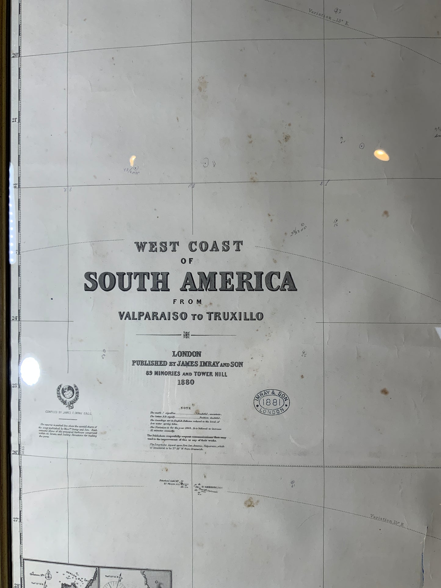 Chart of West Coast of South America by James Imray and Son - Lannan Gallery