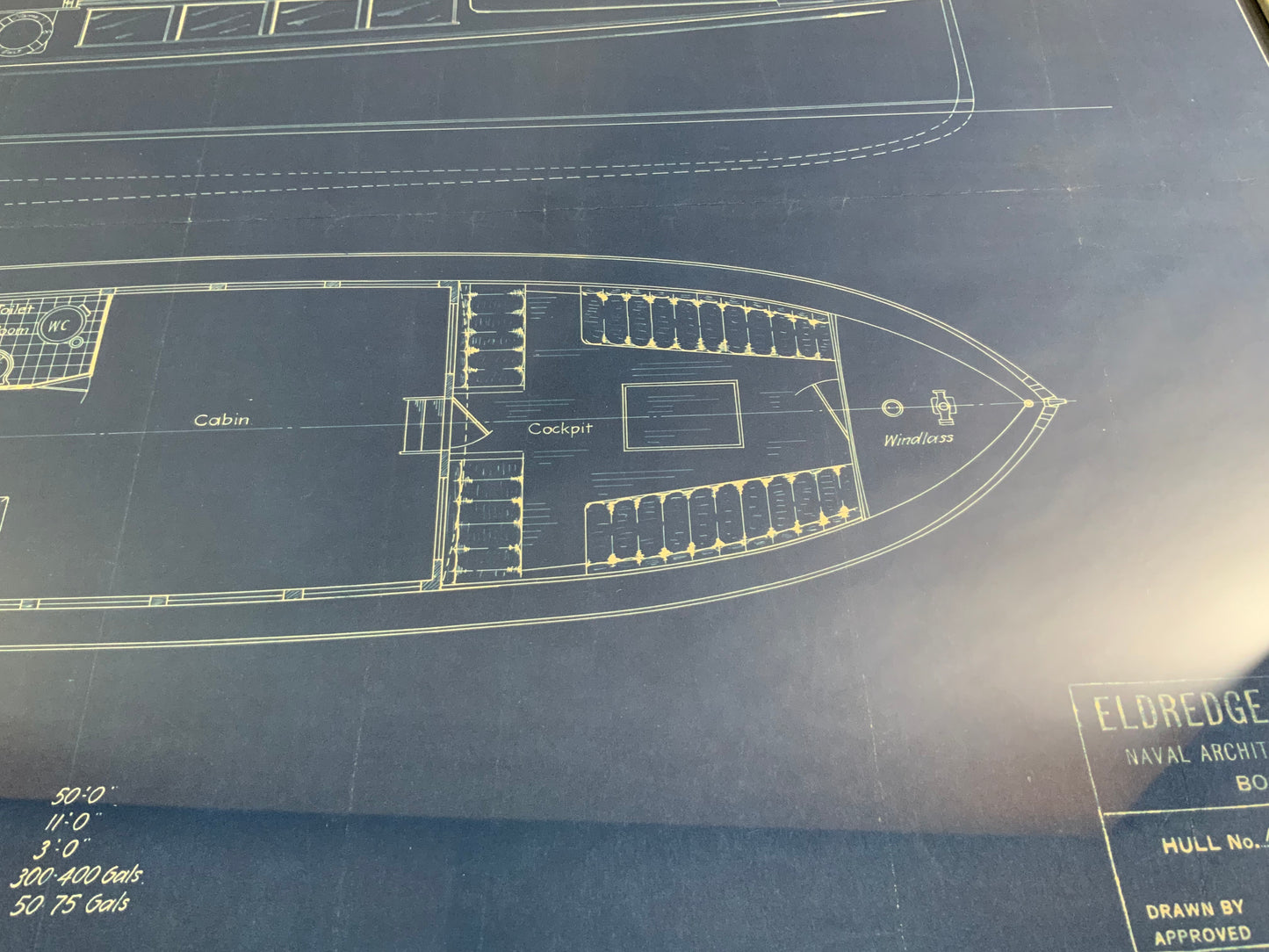 Yacht Blueprint of a Fifty Foot Yacht by Howard Chapelle - Lannan Gallery