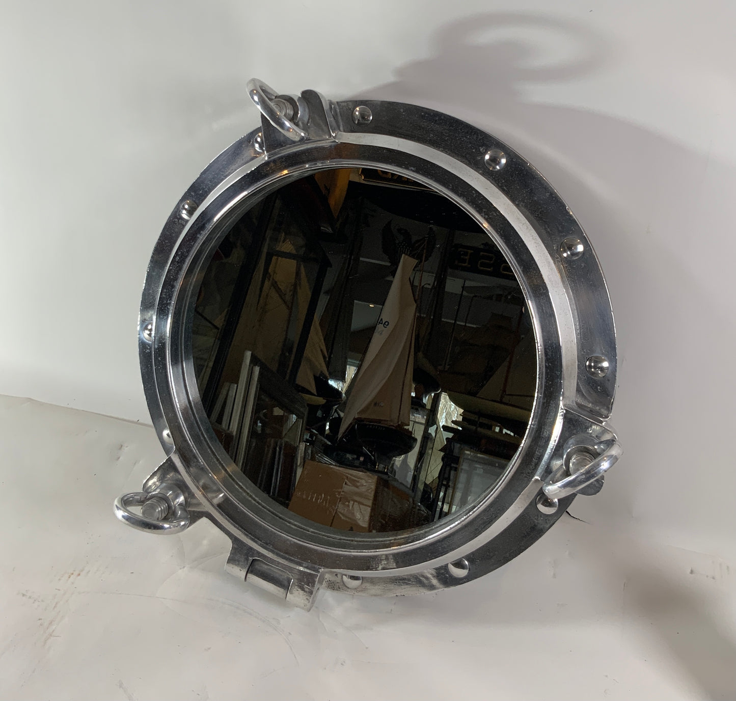 23 Inch Aluminum Ship's Porthole Mirror - Lannan Gallery