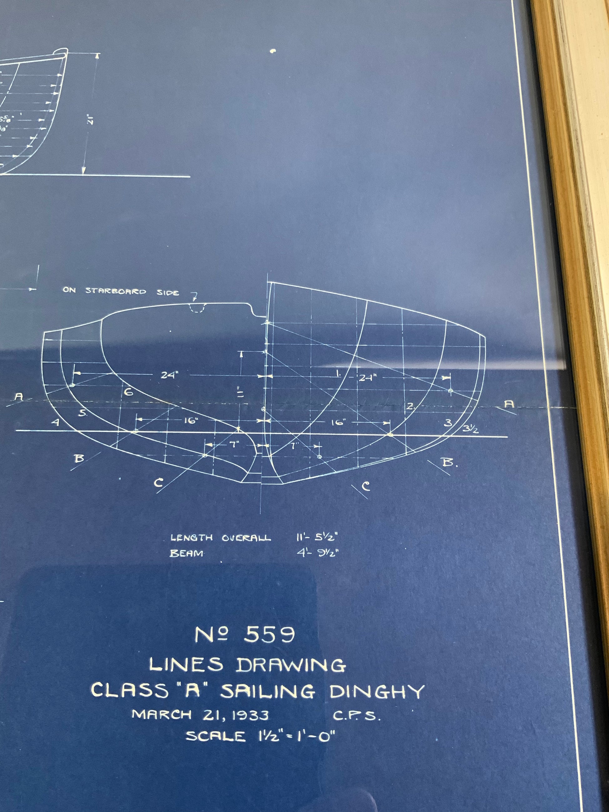 Original Blueprint for the Sailing Dingy “Burp” by John Alden - Lannan Gallery