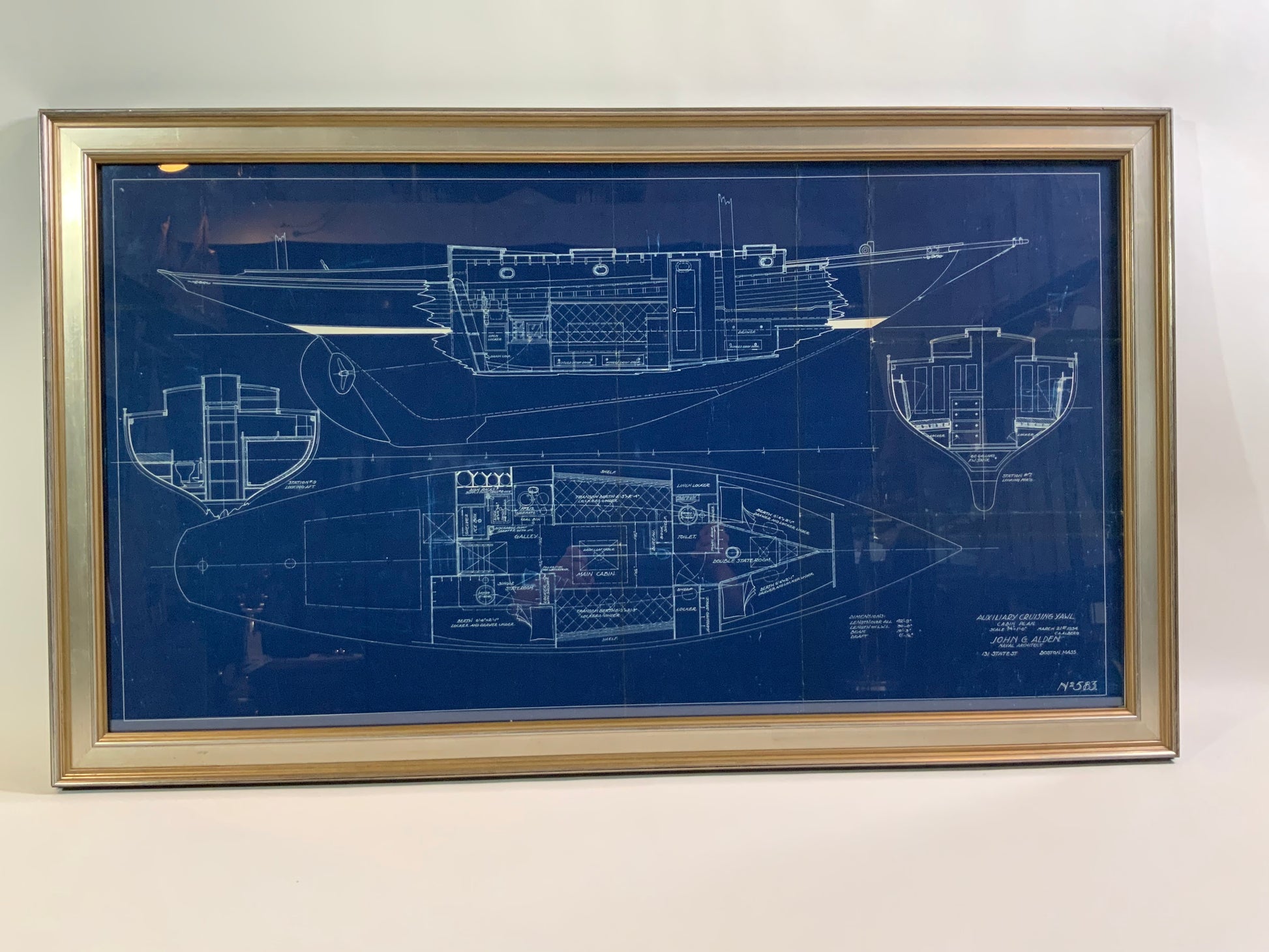 John Alden Blueprint No. 583 of an Auxiliary Cruising Yawl - Lannan Gallery