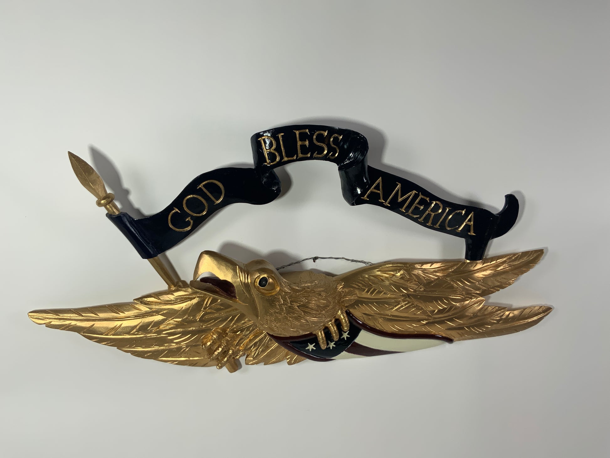 Gold Carved Eagle- "God Bless America" - Lannan Gallery